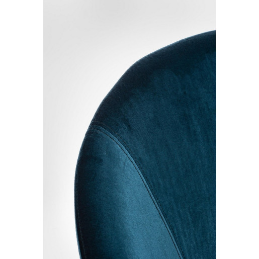 Fotoliu balansoar tapiterie velur albastru picioare lemn natur Annika 74 cm x 77 cm x 74 h