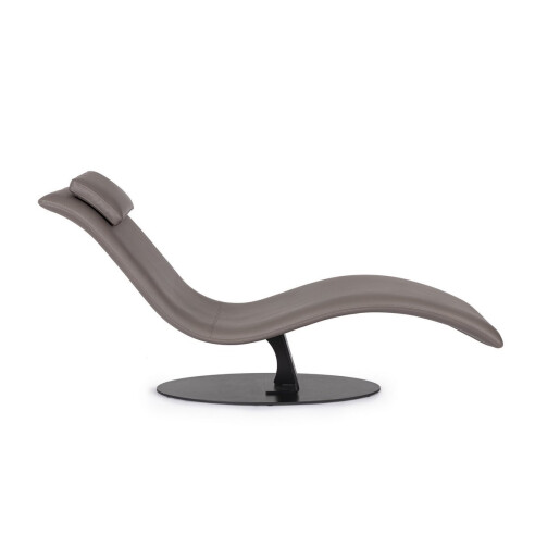 Sezlong otel negru piele ecologica maro Vermont 60x170x84 cm
