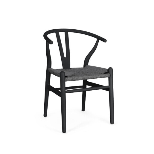 Scaun lemn negru textil gri Artas 49x42x78h