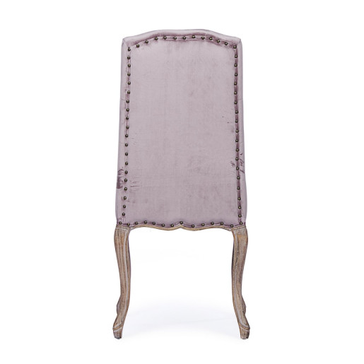 Scaun cu spatar din lemn si tapiterie catifea roz Diva 51 cm x 53 cm x 99 h x 48 h