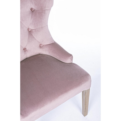 Scaun cu spatar din catifea roz Azelia 55 cm x 52 cm x 92 h x 51  h