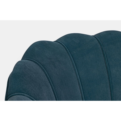 Canapea 2 locuri cu tapiterie din velur albastru si picioare fier auriu Giliola 130 cm x 77 cm x 83 h x 44.5 h1 