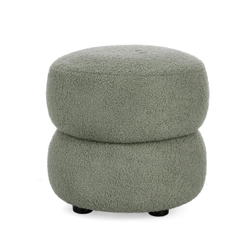 Taburet lemn negru textil buclat verde Gabby 41x39 cm