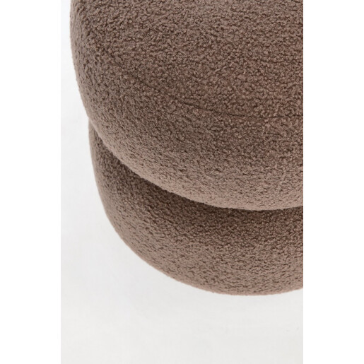 Taburet lemn negru textil buclat maro Gabby 41x39 cm