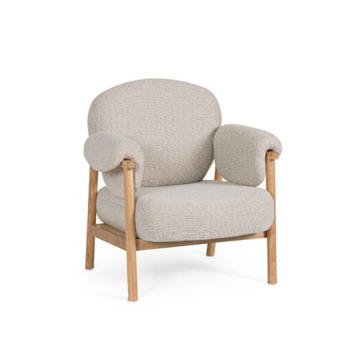 Fotoliu lemn maro textil natur Calista 83x80x84h