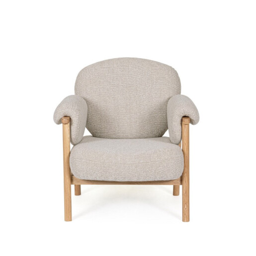 Fotoliu lemn maro textil natur Calista 83x80x84h