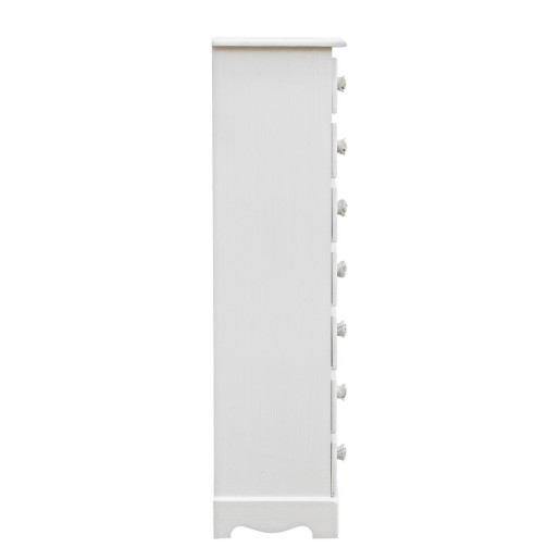 Comoda 7 sertare din lemn alb cu patina gri Blanc 29 cm x 23 cm x 89 h
