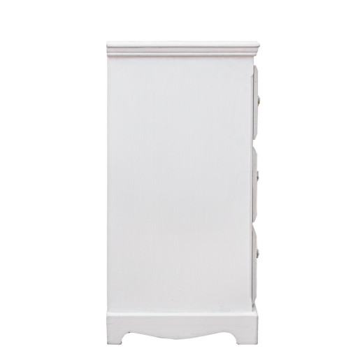 Comoda 4 sertare din lemn alb cu patina gri Blanc 80 cm x 40 cm x 80 h