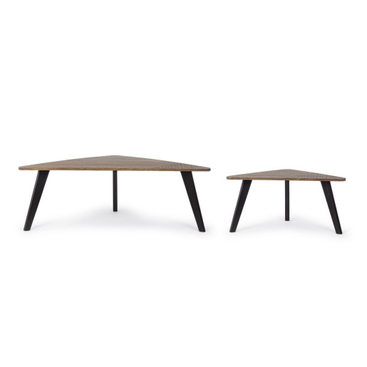 Set 2 masute lemn blat maro picioare negre Emira 85 cm x 45 cm x 40 h; 130 cm x 65 cm x 45 h