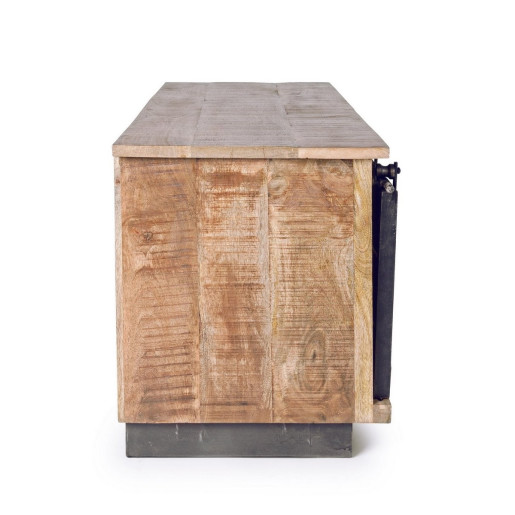 Comoda 2 usi mobile 1 sertar din lemn mango maro gri Tudor 130 cm x 40 cm x 50 h