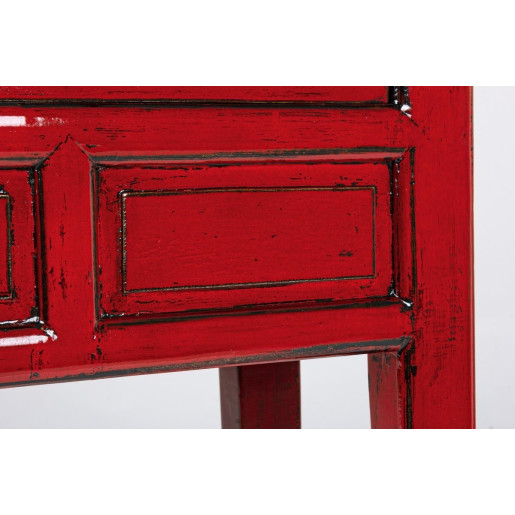 Consola cu 3 sertare din lemn rosu patinat Jinan 128 cm x 30 cm x 88 h