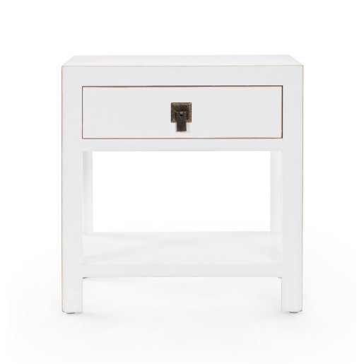 Noptiera 1 sertar cu polita mdf alb Pechino 46.5 cm x 34 cm x 50.5 h