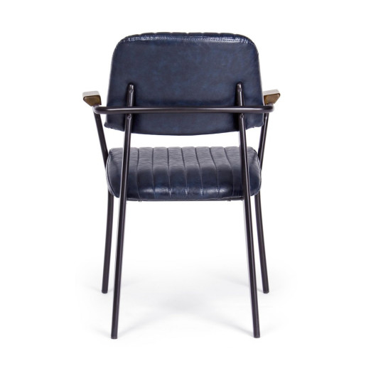 Scaun cu picioare din fier negru si tapiterie piele ecologica albastra Nelly 60 cm x 63 cm x 84 h x 45 h1