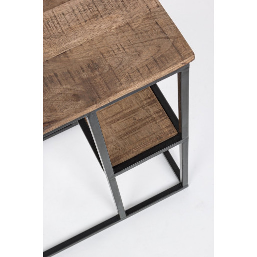 Masuta de cafea cu polita din fier cu blat lemn mango Walton 46 cm x 31 cm x 58 h