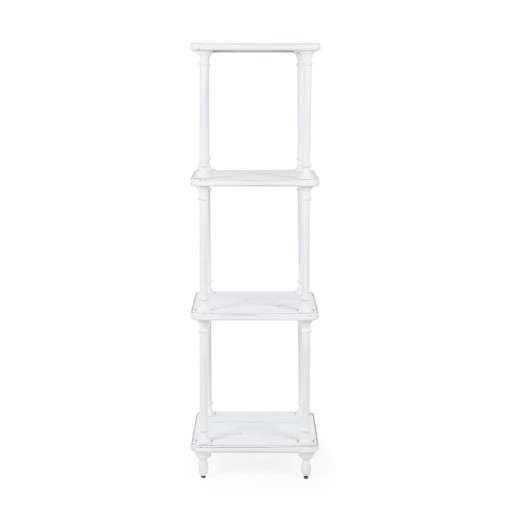 Raft fier alb antichizat cu 3 polite Janette 40 cm x 40 cm x 139 h