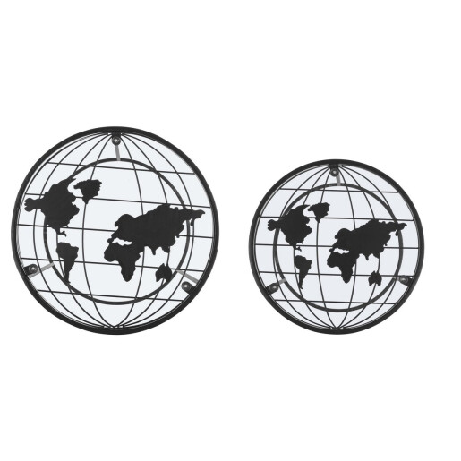 Set 2 masute otel sticla negru World 40x41 cm; 45x45 cm