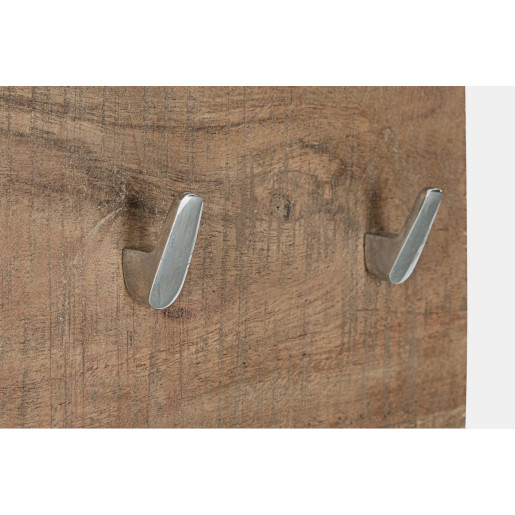 Cuier de perete din lemn maro cu 3 agatatori din inox Elmer 29x3x20 cm