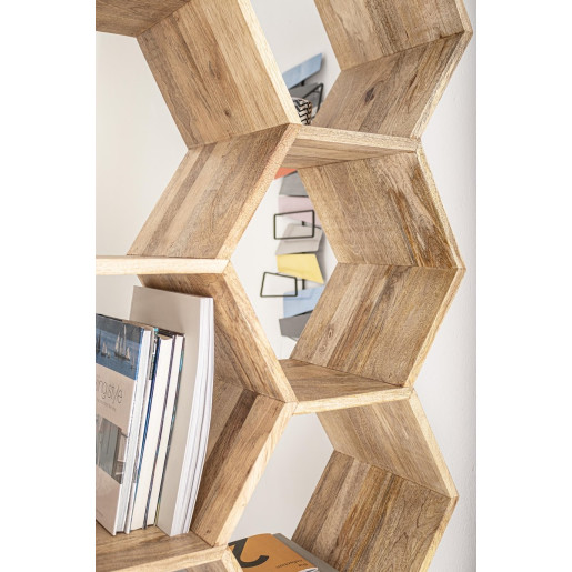 Biblioteca din lemn mango maro Wahida 100 cm x 30 cm x 186 h