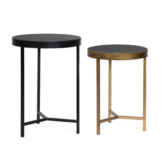 Set 2 masute otel sticla Yamir Ø35x48h; ø40x56h