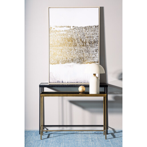 Set 2 console otel negru auriu sticla Yamir 97x22x69 cm; 107x26x79 cm