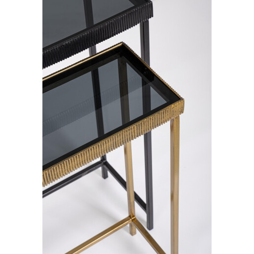 Set 2 console otel negru auriu sticla Yamir 97x22x69 cm; 107x26x79 cm
