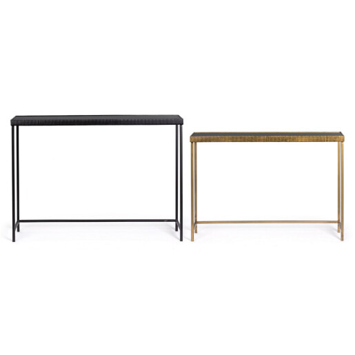 Set 2 console otel negru auriu sticla Yamir 97x22x69 cm; 107x26x79 cm