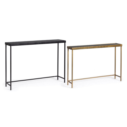 Set 2 console otel negru auriu sticla Yamir 97x22x69 cm; 107x26x79 cm