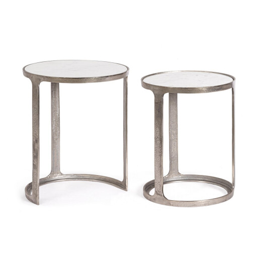 Set 2 masute aluminiu marmura Janira Ø40x51h; ø46x56h