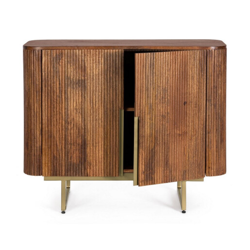 Comoda lemn mango maro otel auriu 95x40x80 cm