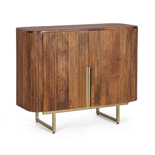 Comoda lemn mango maro otel auriu 95x40x80 cm