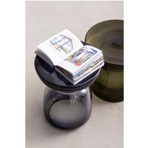 Masuta cafea sticla albastra Nasir Ø35x45h