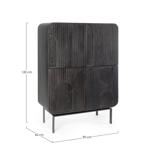 Comoda lemn mango negru Odissa 90x42x120 cm