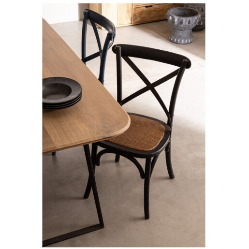 Masa otel negru lemn mango maro Nashik 175x90x76h