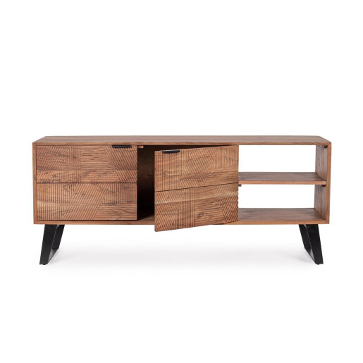 Comoda TV otel negru lemn maro Isar 145x40x60 cm