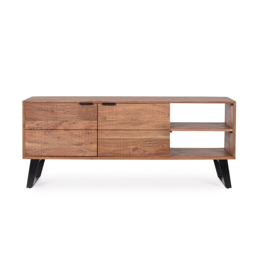 Comoda TV otel negru lemn maro Isar 145x40x60 cm