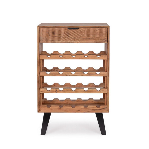 Suport sticle vin otel negru lemn maro Isar 60x40x95 cm