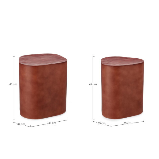 Set 2 masute otel caramiziu Jasleen 35x33x45h; 47x42x45h