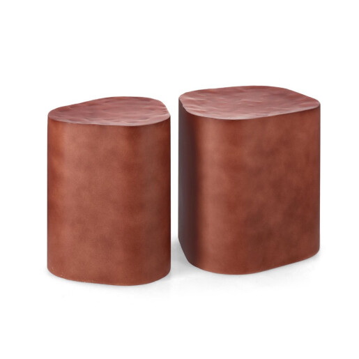 Set 2 masute otel caramiziu Jasleen 35x33x45h; 47x42x45h