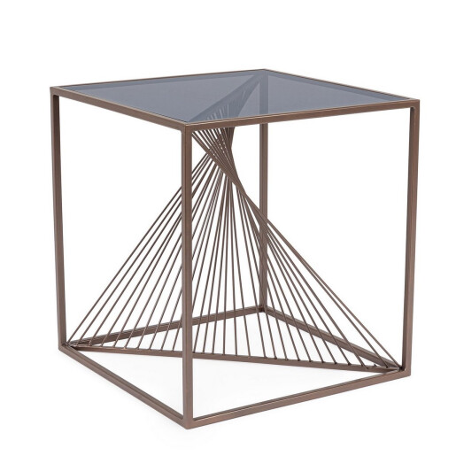 Masuta otel sticla neagra Espiral 48x48x51 cm