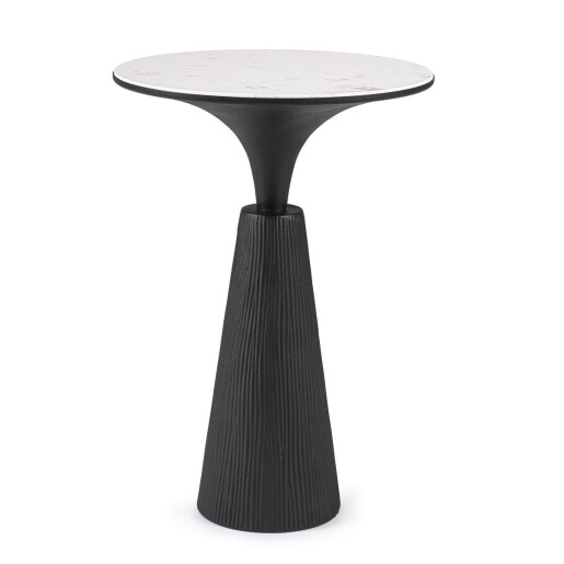 Masuta otel negru marmura alba Rondel 51x72.5 cm