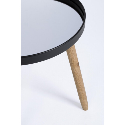 Set 2 masute lemn otel negru oglinda Edvard Ø35,5x44h; ø40x51h