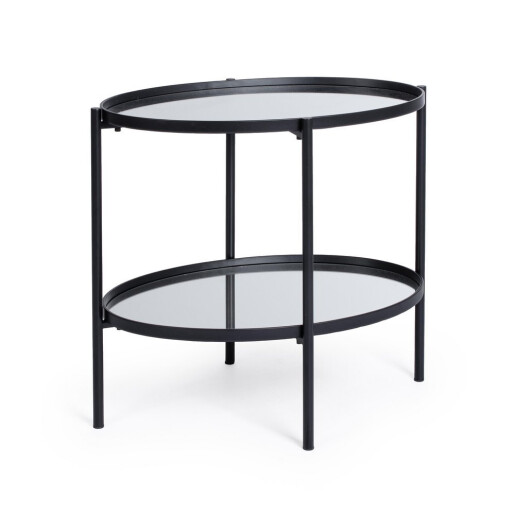 Masuta cafea otel negru sticla Jens 64x44x55,5h