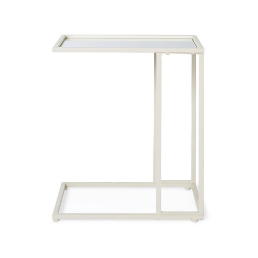 Masuta cafea otel ivoire sticla Niklas 48x30x60 cm