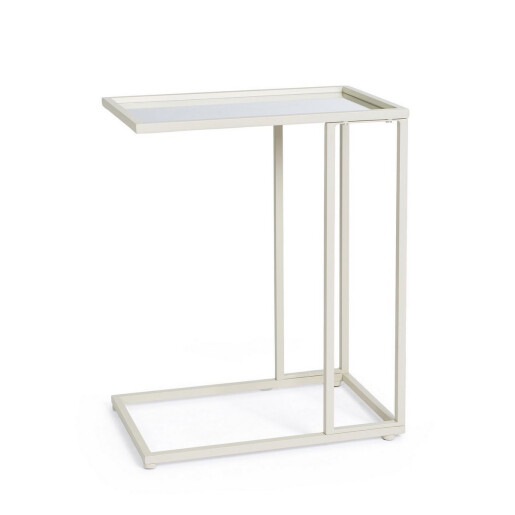 Masuta cafea otel ivoire sticla Niklas 48x30x60 cm