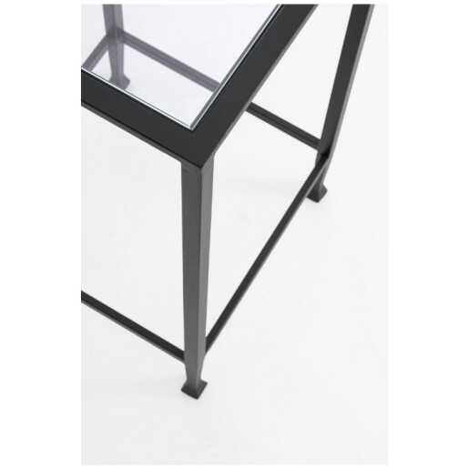 Set 2 masute cafea otel negru sticla securizata Zelena 33x33x63.5h; 38x38x68.5h