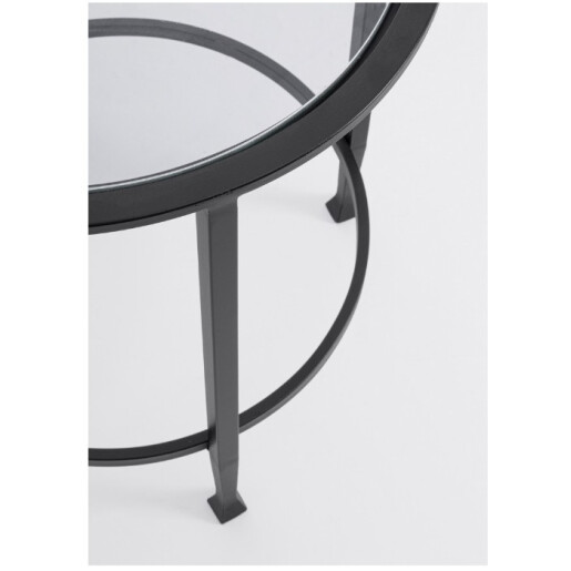 Set 2 masute cafea otel negru sticla securizata Zelena Ø38x46h; ø46x51h