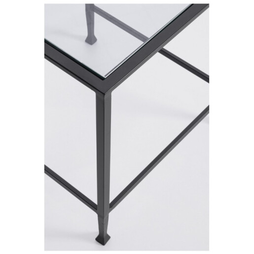 Set 2 masute cafea otel negru sticla securizata Zelena 40.5x40.5x46h; 46x46x51h