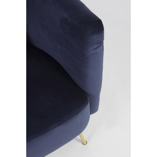 Canapea catifea albastra otel auriu Tenbury 144x77x79.5 cm