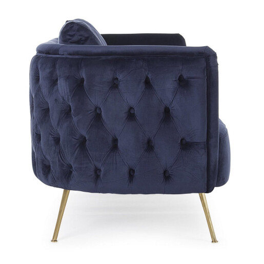 Canapea catifea albastra otel auriu Tenbury 144x77x79.5 cm