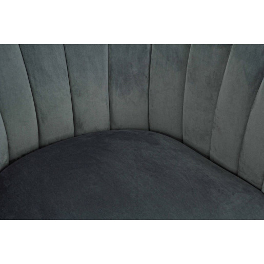 Fotoliu cu tapiterie din catifea gri si picioare din fier negru Avril 78 cm x 71 cm x 69 h